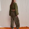 Dilvin 70928 Waist Fold Cargo Pants-Khaki