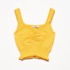 Dilvin Women's Orange Collar Pleated Straps Singlets.