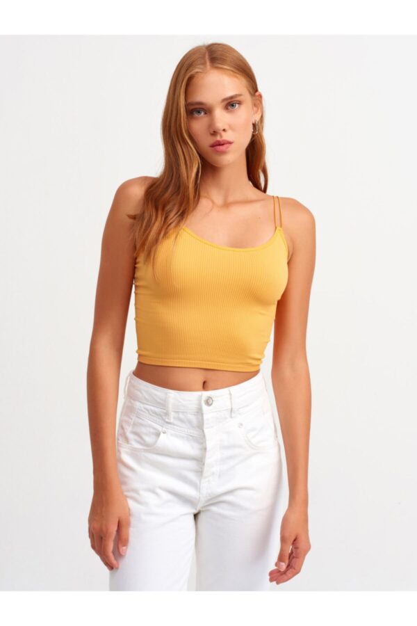 Dilvin Women's Orange Elastic Crop Top-orange
