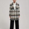 Double-breasted checked coat