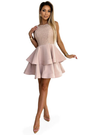 Double flared dress with a Numoco lace top