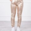 Double-layer trousers with beige velour