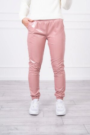 Double-layer trousers with navy pink velour
