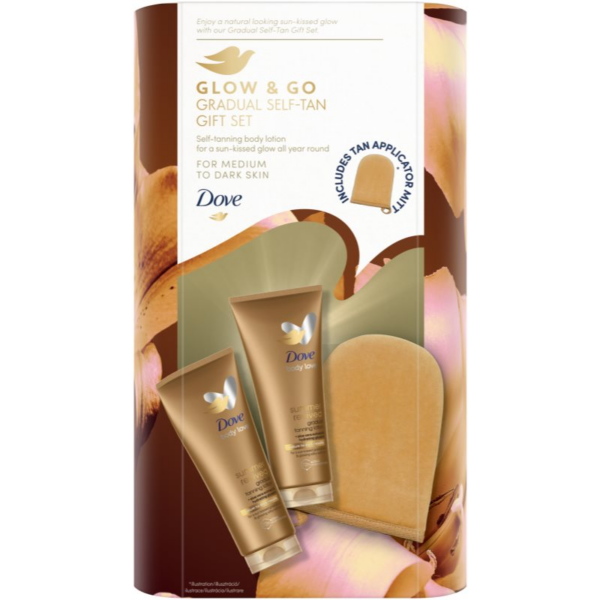 Dove Glow & Go Gradual Self-Tan Gift Set szett a tökéletes barnuláshoz-ár