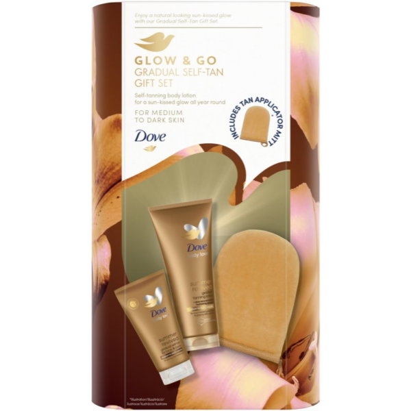 Dove Glow & Go Gradual Self-Tan Gift Set szett a tökéletes barnuláshoz hölgyeknek-ár