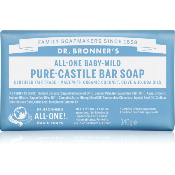 Dr. Bronner’s Baby-Mild Szilárd szappan parfümmentes 140 g-Eredeti