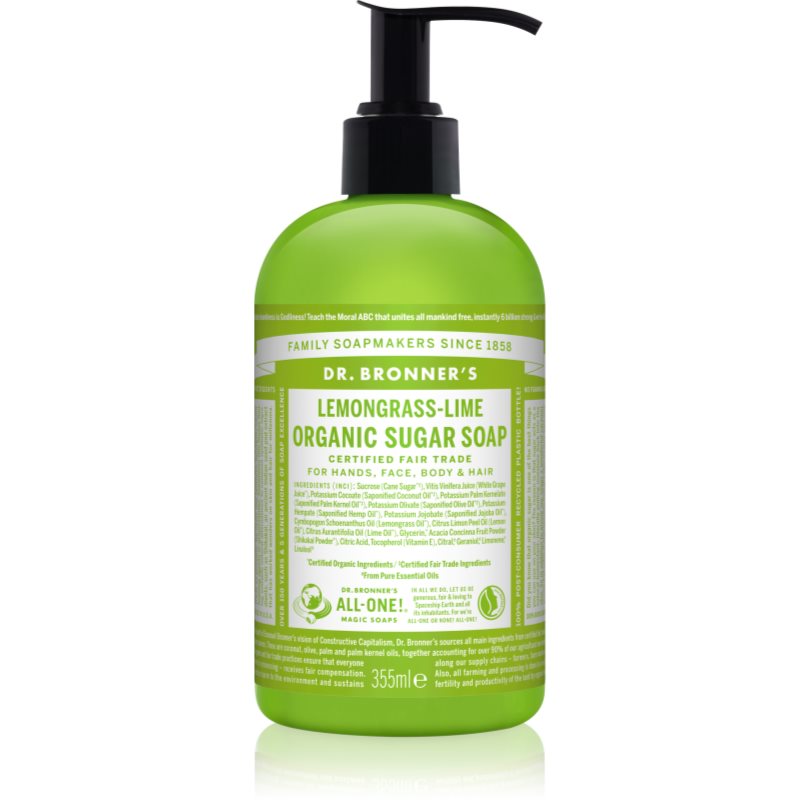 Dr. Bronner’s Lemongrass & Lime folyékony szappan testre és hajra 355 ml-Eredeti