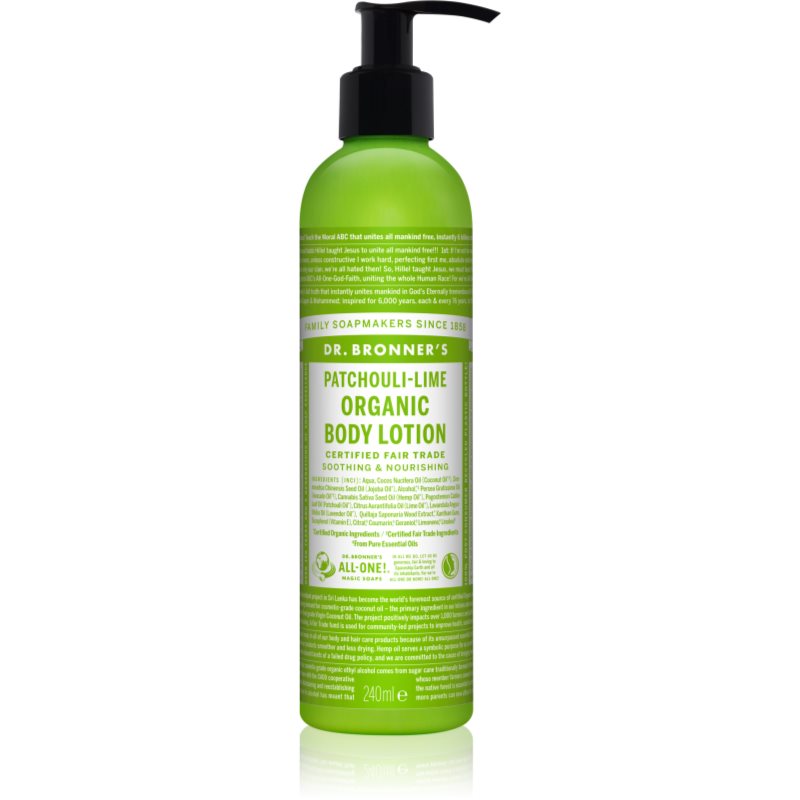 Dr. Bronner’s Patchouli & Lime intenzív regeneráló testápoló tej 240 ml-Eredeti