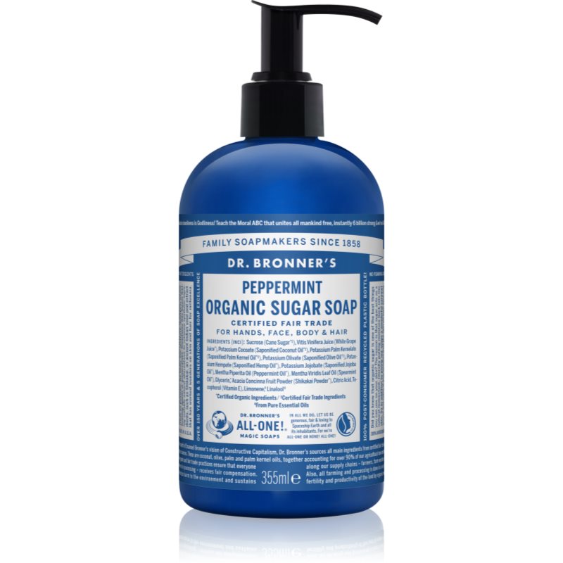 Dr. Bronner’s Peppermint folyékony szappan testre és hajra 355 ml-Eredeti