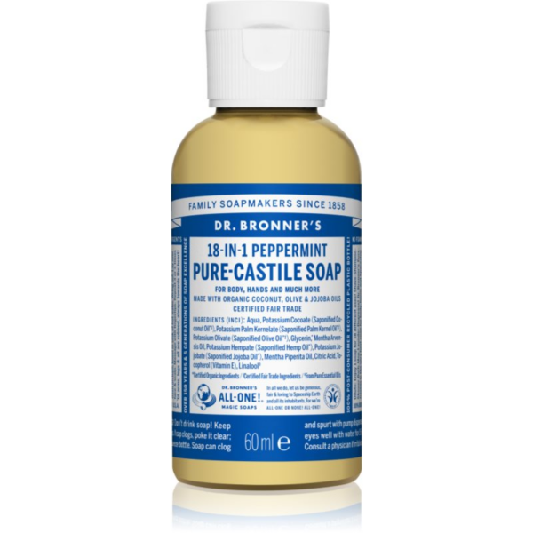 Dr. Bronner’s Peppermint folyékony univerzális szappan 60 ml-Eredeti