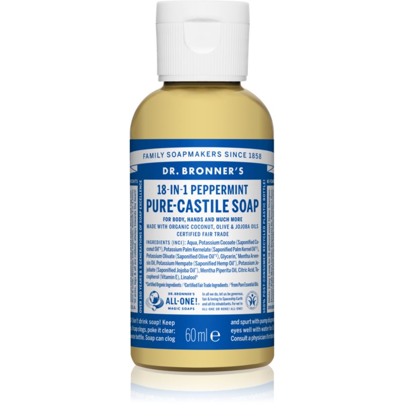 Dr. Bronner’s Peppermint folyékony univerzális szappan 60 ml-Eredeti