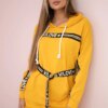 Dress decorated with a mustard inscription tape