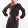 Dress decorated with slits on the sleeves black
