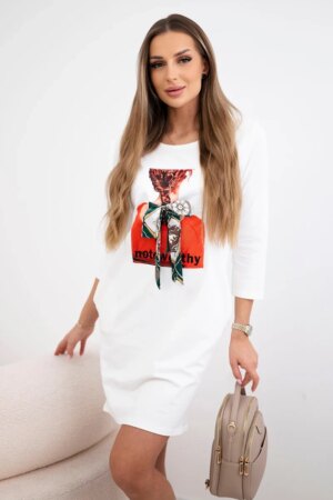 Dress with 3D graphics Remarkable ecru