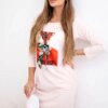 Dress with 3D graphics Remarkable powder pink