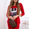 Dress with 3D graphics with zircons red