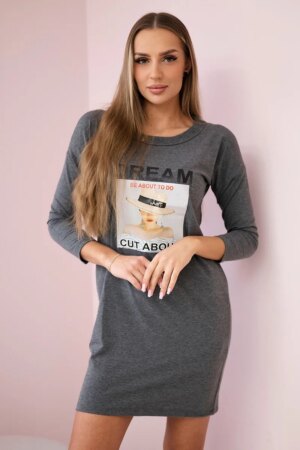 Dress with Dream graphite print