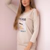 Dress with Dream print beige