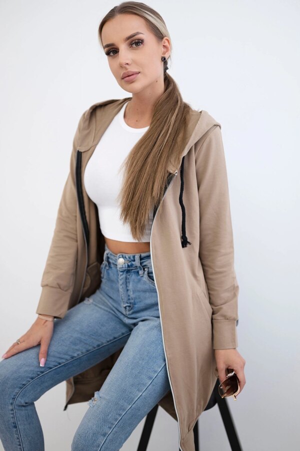 Dress with a hood and a camel hood