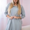 Dress with a hood and a long back in gray