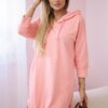 Dress with a hood and a longer back part apricot