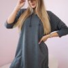 Dress with a hood and a longer graphite back