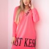 Dress with a hood and a pink neon print