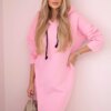 Dress with a hood and a slit on the side pink