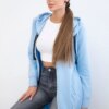 Dress with a hood and azure color