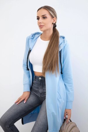 Dress with a hood and azure color