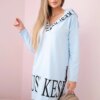 Dress with a hood and blue print