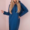 Dress with a hood and slit for side jeans
