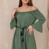 Dress with a khaki drawstring at the waist