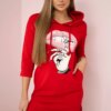 Dress with a long back and a colorful red print