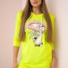 Dress with a longer back and a colorful yellow neon print