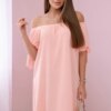 Dress with a tie on the sleeves apricot