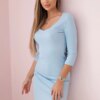 Dress with azure neckline