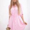 Dress with button fastening and waist tie light pink