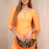Dress with button-neck orange neon