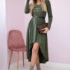 Dress with decorative belt and khaki inscription