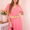 Dress with decorative belt light pink