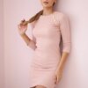 Dress with decorative buttons in dark powder pink