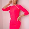 Dress with decorative buttons pink neon