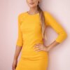 Dress with decorative mustard buttons