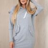 Dress with decorative ruffles and a hood in gray color