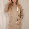 Dress with decorative ruffles and camel hood