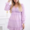 Dress with decorative ruffles in purple color