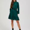 Dress with flared bottom and belt