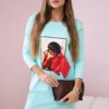 Dress with graphics and bow in polka dot 3D mint