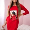 Dress with graphics and bow in polka dot 3D red
